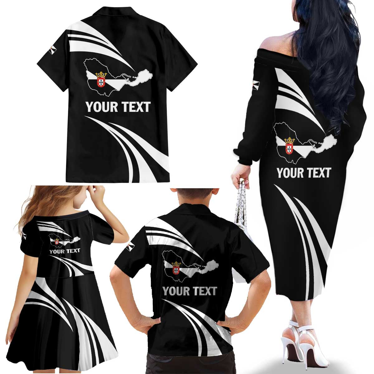 Ceuta Day Family Matching Off The Shoulder Long Sleeve Dress and Hawaiian Shirt Dia de Ceuta 2024 - Wonder Print Shop