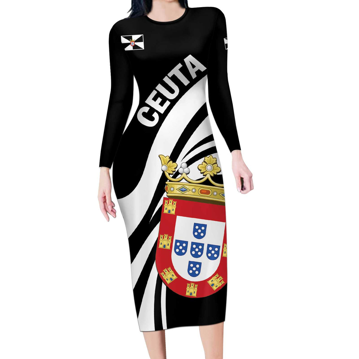 Ceuta Day Long Sleeve Bodycon Dress Dia de Ceuta 2024 - Wonder Print Shop