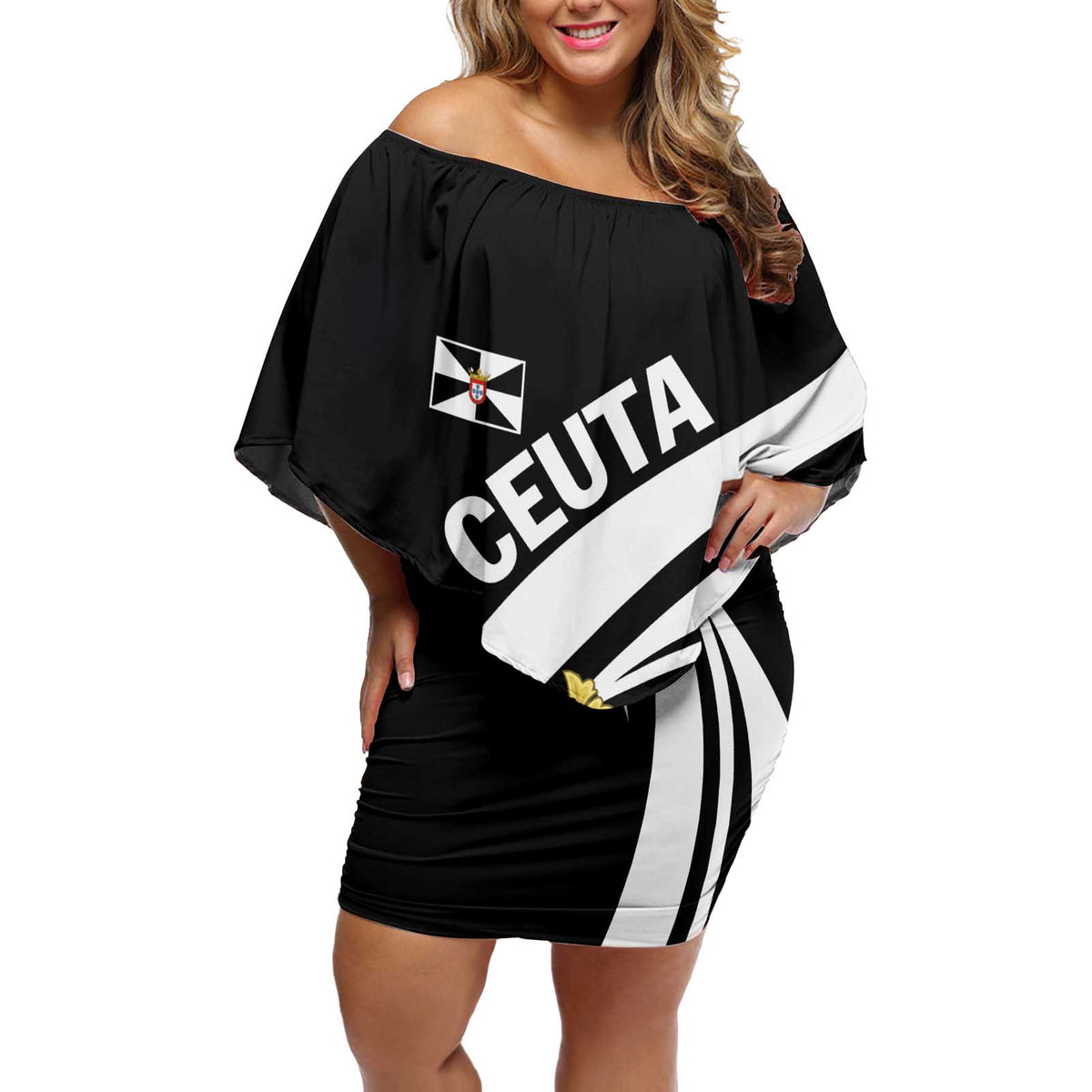 Ceuta Day Off Shoulder Short Dress Dia de Ceuta 2024 - Wonder Print Shop