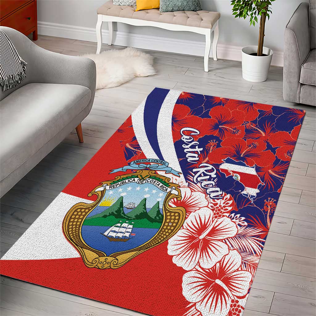 Costa Rica Area Rug Coat of Arms Hibiscus Pattern - Wonder Print Shop