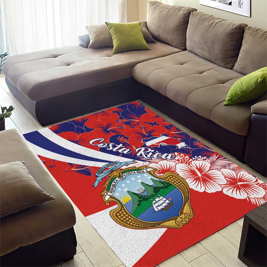 Costa Rica Area Rug Coat of Arms Hibiscus Pattern - Wonder Print Shop