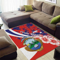 Costa Rica Area Rug Coat of Arms Hibiscus Pattern - Wonder Print Shop