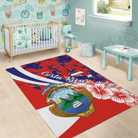 Costa Rica Area Rug Coat of Arms Hibiscus Pattern - Wonder Print Shop