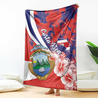 Costa Rica Blanket Coat of Arms Hibiscus Pattern