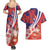 Costa Rica Couples Matching Summer Maxi Dress and Hawaiian Shirt Coat of Arms Hibiscus Pattern - Wonder Print Shop