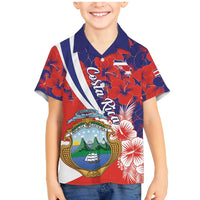 Costa Rica Family Matching Mermaid Dress and Hawaiian Shirt Coat of Arms Hibiscus Pattern - Wonder Print Shop