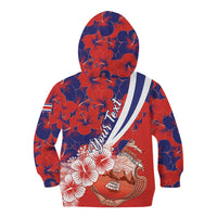 Costa Rica Kid Hoodie Coat of Arms Hibiscus Pattern - Wonder Print Shop