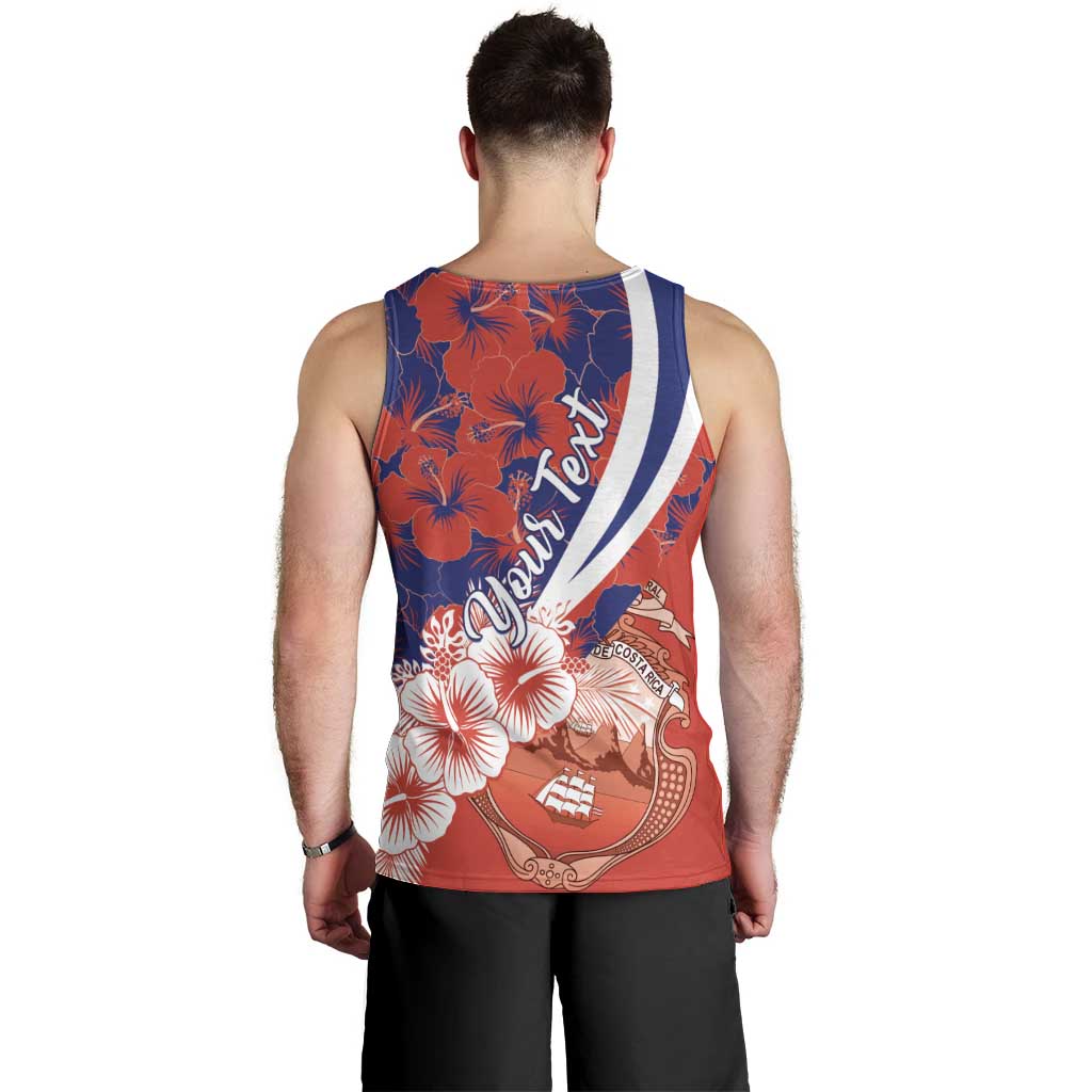 Costa Rica Men Tank Top Coat of Arms Hibiscus Pattern - Wonder Print Shop