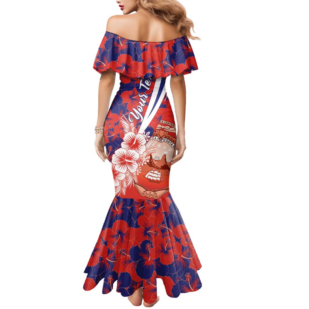 Costa Rica Mermaid Dress Coat of Arms Hibiscus Pattern - Wonder Print Shop