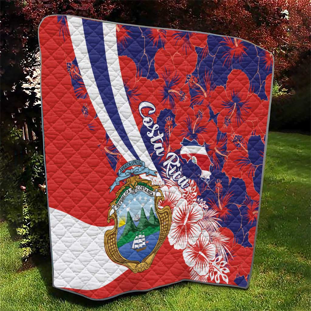 Costa Rica Quilt Coat of Arms Hibiscus Pattern - Wonder Print Shop