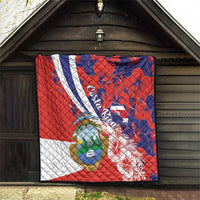 Costa Rica Quilt Coat of Arms Hibiscus Pattern - Wonder Print Shop