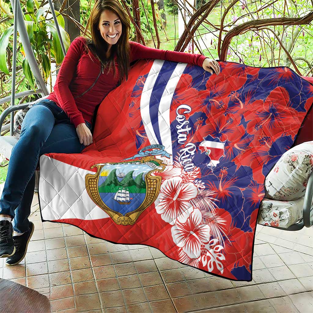 Costa Rica Quilt Coat of Arms Hibiscus Pattern - Wonder Print Shop