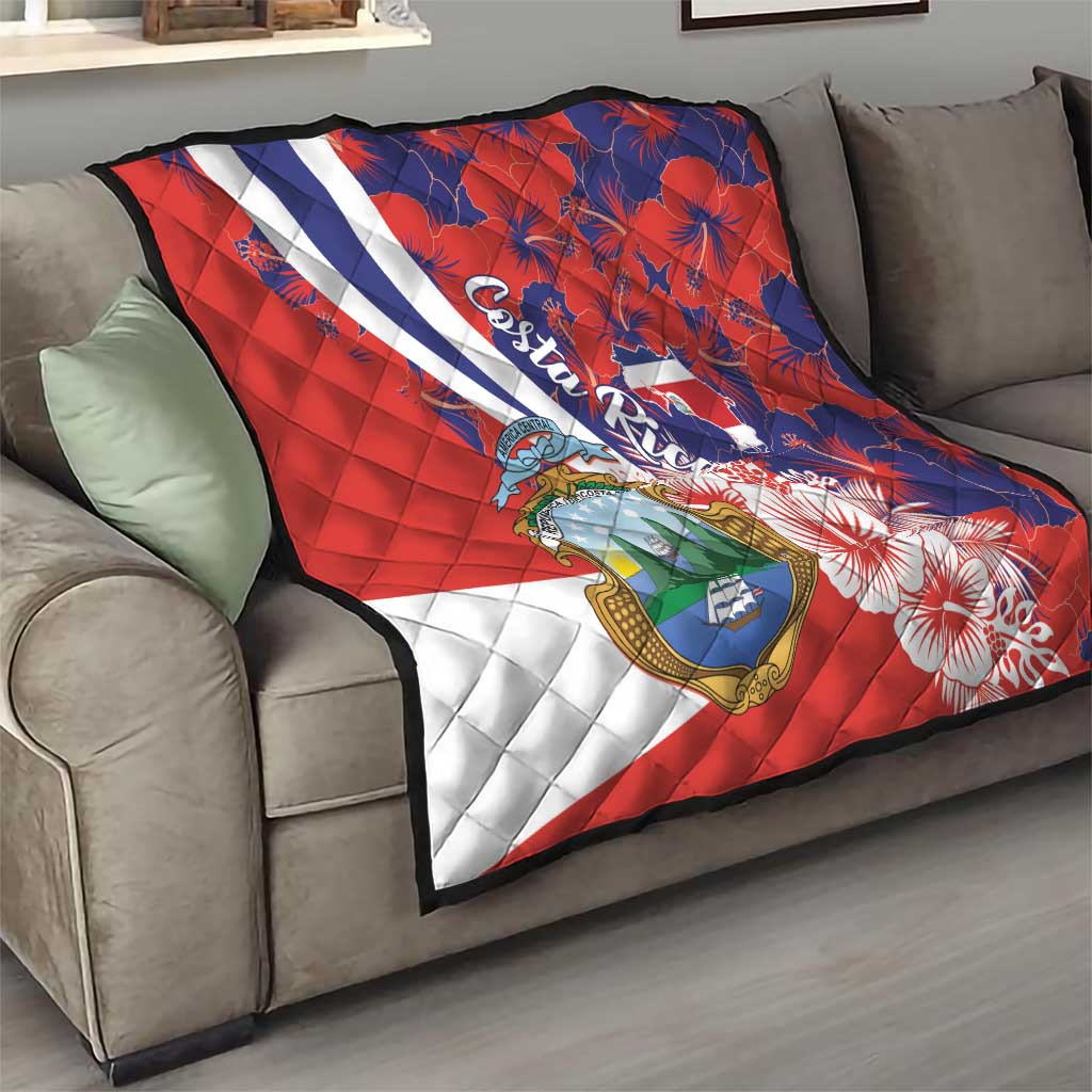 Costa Rica Quilt Coat of Arms Hibiscus Pattern - Wonder Print Shop