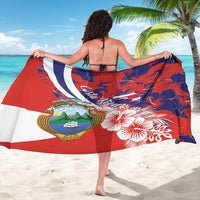 Costa Rica Sarong Coat of Arms Hibiscus Pattern - Wonder Print Shop