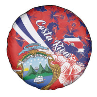 Costa Rica Spare Tire Cover Coat of Arms Hibiscus Pattern - Wonder Print Shop