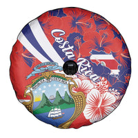 Costa Rica Spare Tire Cover Coat of Arms Hibiscus Pattern - Wonder Print Shop