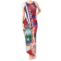 Costa Rica Tank Maxi Dress Coat of Arms Hibiscus Pattern - Wonder Print Shop