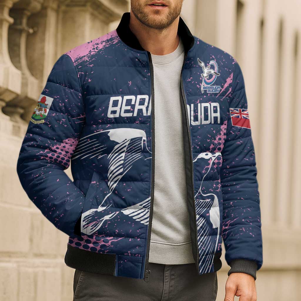 Custom Rugby Bermuda Bomber Puffer Jacket Our Team Go Champions - Wonder Print Shop