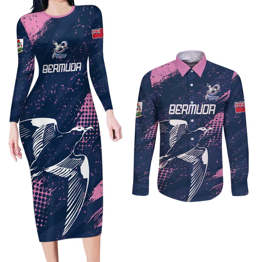 Custom Rugby Bermuda Couples Matching Long Sleeve Bodycon Dress and Long Sleeve Button Shirt Our Team Go Champions - Wonder Print Shop