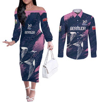 Custom Rugby Bermuda Couples Matching Off The Shoulder Long Sleeve Dress and Long Sleeve Button Shirt Our Team Go Champions - Wonder Print Shop