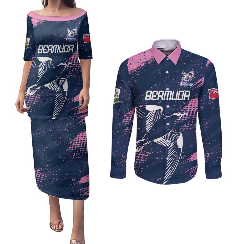 Custom Rugby Bermuda Couples Matching Puletasi and Long Sleeve Button Shirt Our Team Go Champions - Wonder Print Shop