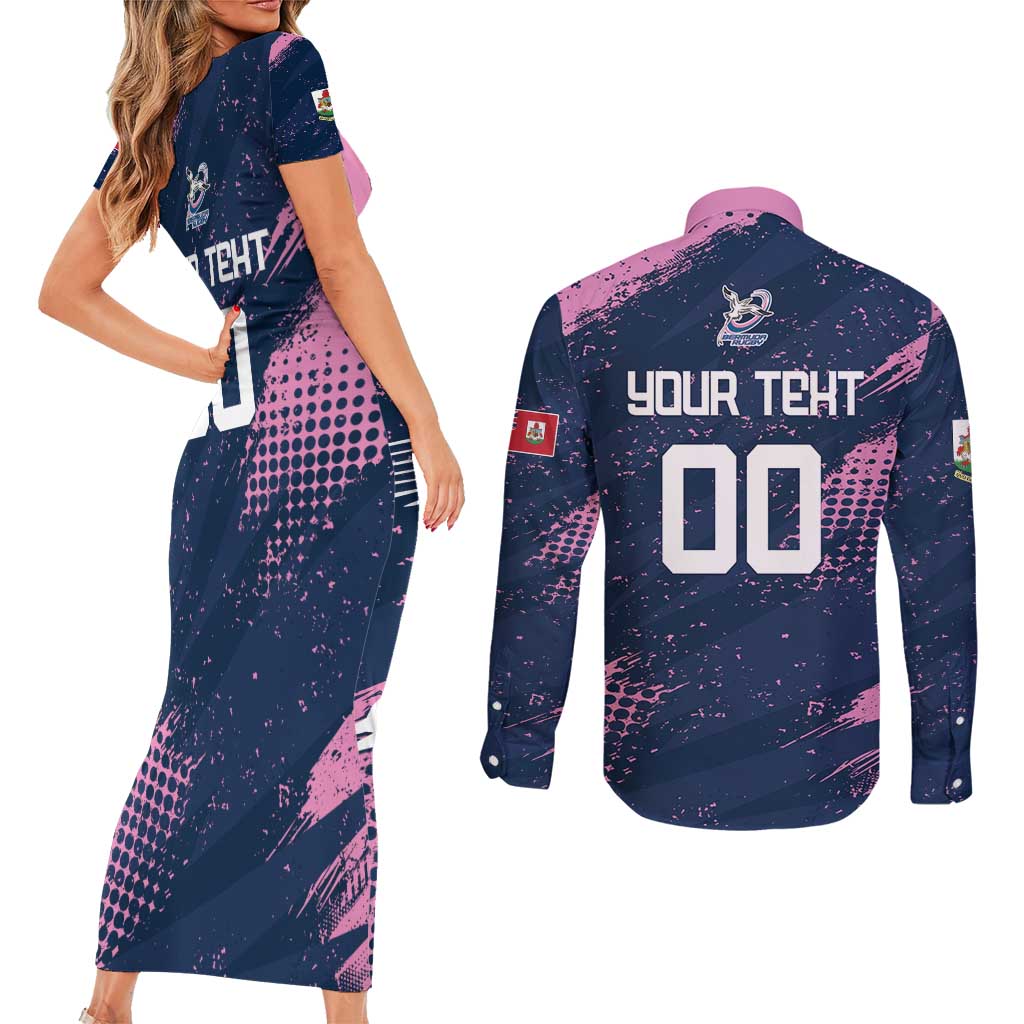 Custom Rugby Bermuda Couples Matching Short Sleeve Bodycon Dress and Long Sleeve Button Shirt Our Team Go Champions - Wonder Print Shop