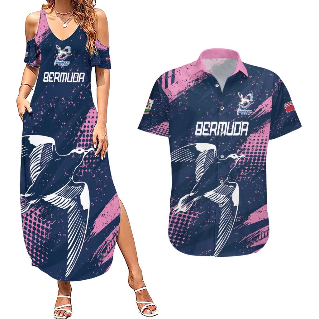 Custom Rugby Bermuda Couples Matching Summer Maxi Dress and Hawaiian Shirt Our Team Go Champions - Wonder Print Shop