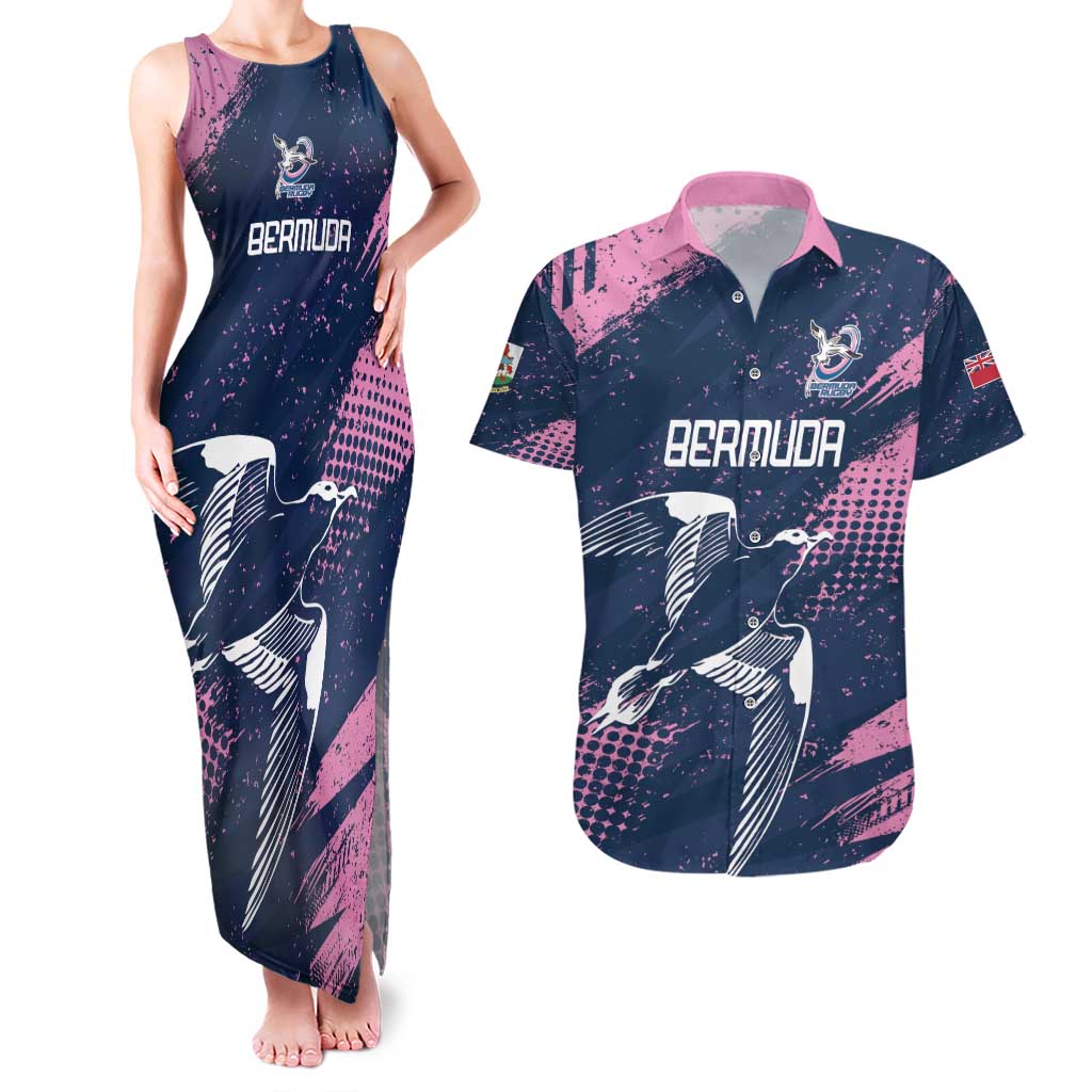 Custom Rugby Bermuda Couples Matching Tank Maxi Dress and Hawaiian Shirt Our Team Go Champions - Wonder Print Shop