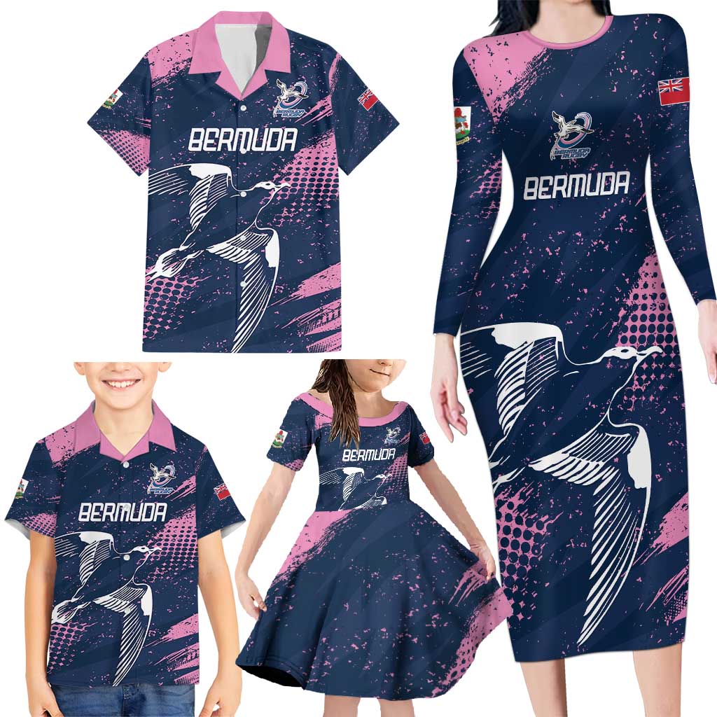 Custom Rugby Bermuda Family Matching Long Sleeve Bodycon Dress and Hawaiian Shirt Our Team Go Champions - Wonder Print Shop