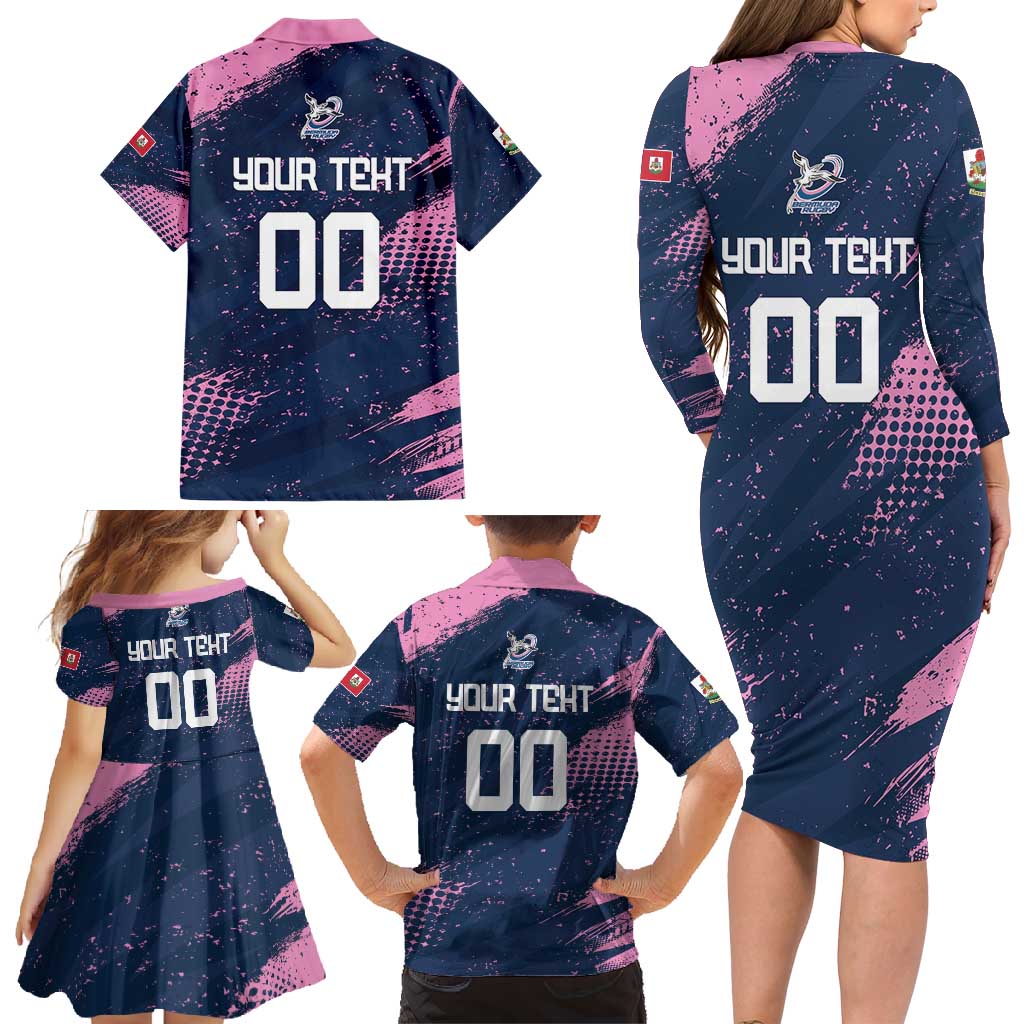 Custom Rugby Bermuda Family Matching Long Sleeve Bodycon Dress and Hawaiian Shirt Our Team Go Champions - Wonder Print Shop