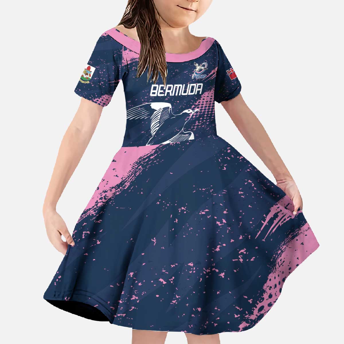 Custom Rugby Bermuda Family Matching Off The Shoulder Long Sleeve Dress and Hawaiian Shirt Our Team Go Champions - Wonder Print Shop