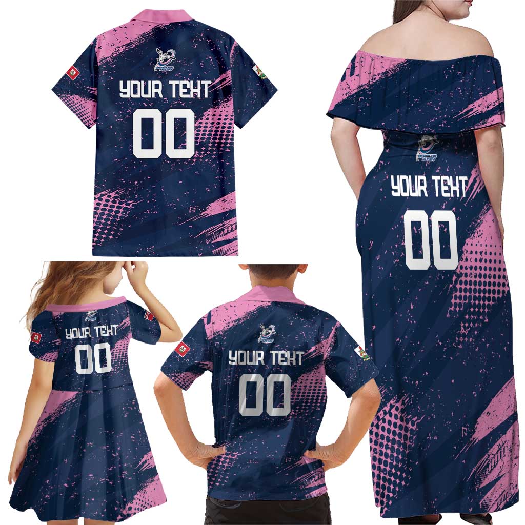 Custom Rugby Bermuda Family Matching Off Shoulder Maxi Dress and Hawaiian Shirt Our Team Go Champions - Wonder Print Shop