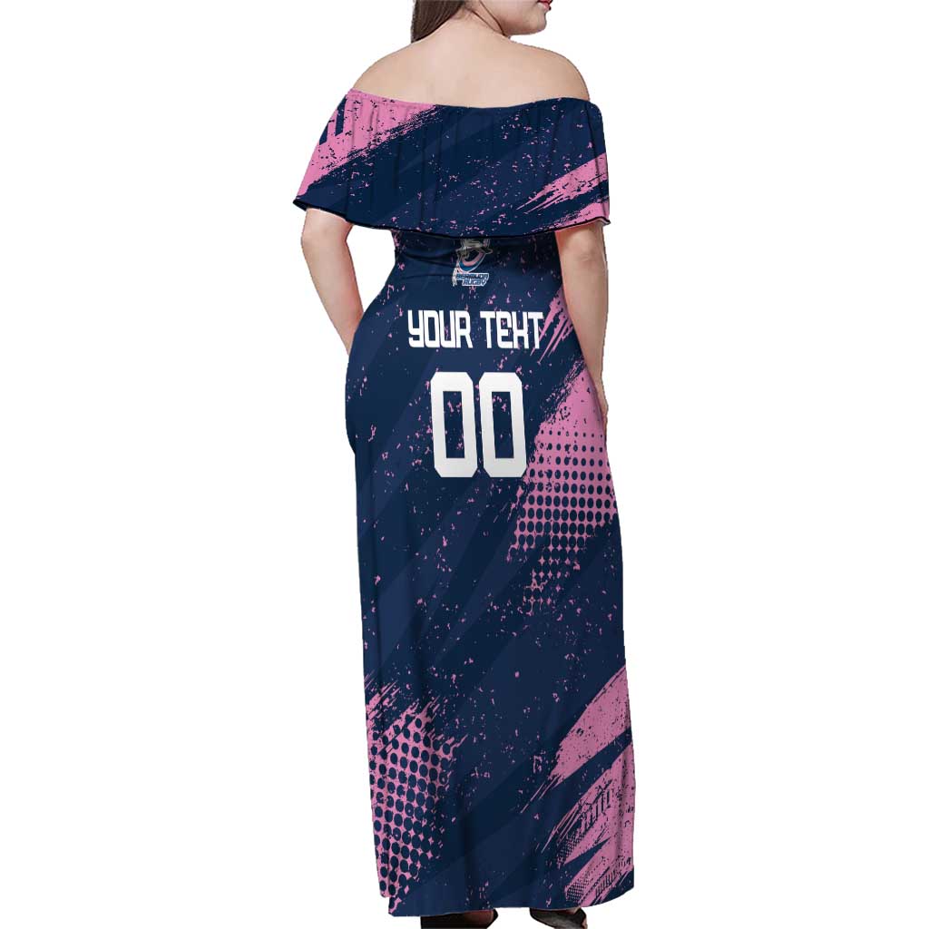 Custom Rugby Bermuda Family Matching Off Shoulder Maxi Dress and Hawaiian Shirt Our Team Go Champions - Wonder Print Shop