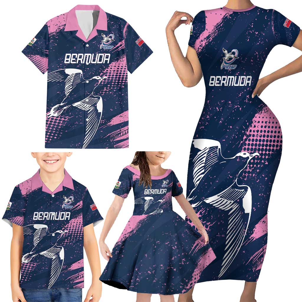 Custom Rugby Bermuda Family Matching Short Sleeve Bodycon Dress and Hawaiian Shirt Our Team Go Champions - Wonder Print Shop