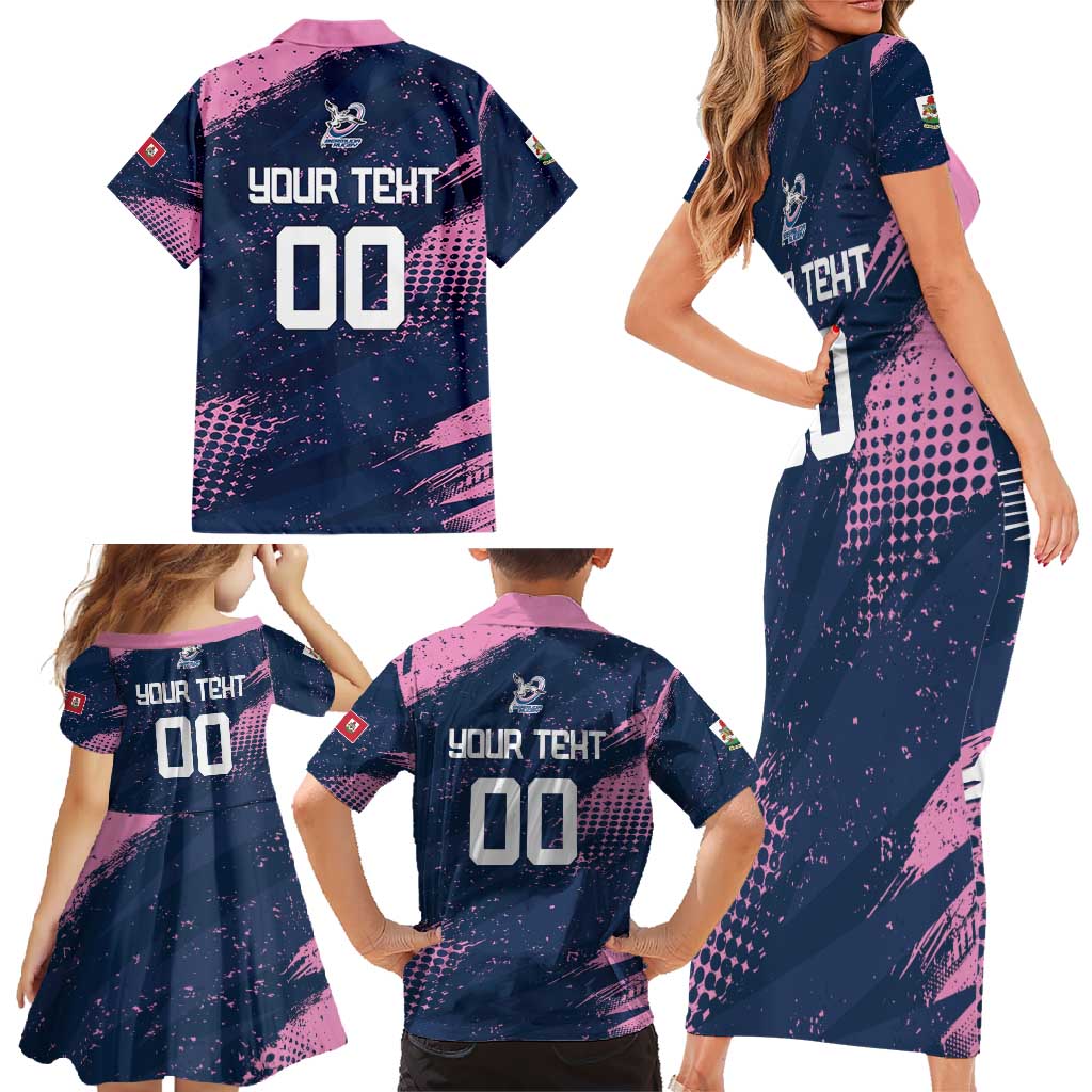 Custom Rugby Bermuda Family Matching Short Sleeve Bodycon Dress and Hawaiian Shirt Our Team Go Champions - Wonder Print Shop