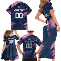 Custom Rugby Bermuda Family Matching Short Sleeve Bodycon Dress and Hawaiian Shirt Our Team Go Champions - Wonder Print Shop