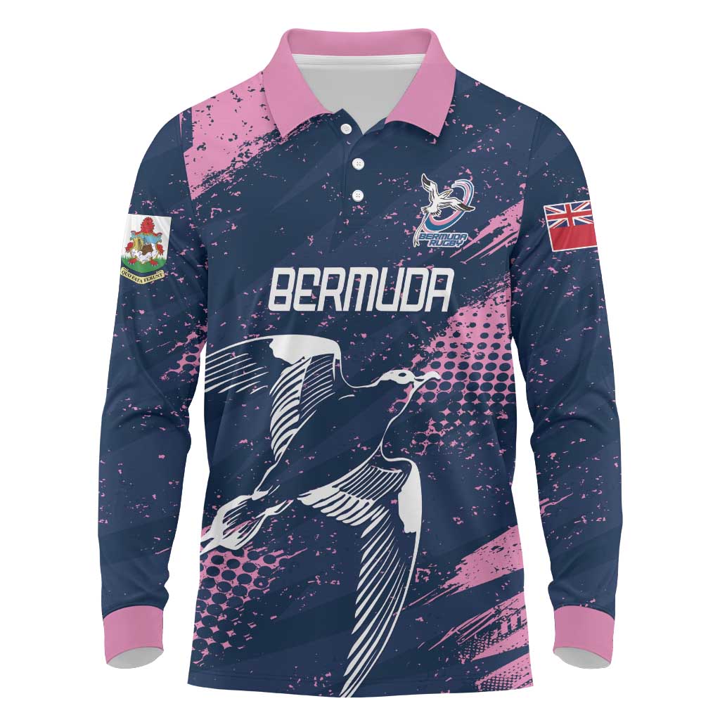 Custom Rugby Bermuda Long Sleeve Polo Shirt Our Team Go Champions - Wonder Print Shop