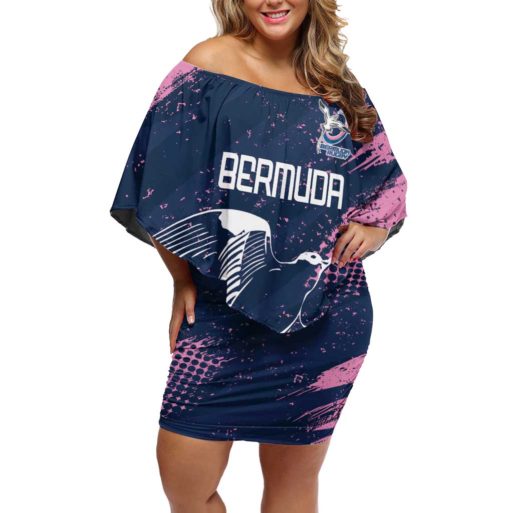 Custom Rugby Bermuda Off Shoulder Short Dress Our Team Go Champions - Wonder Print Shop