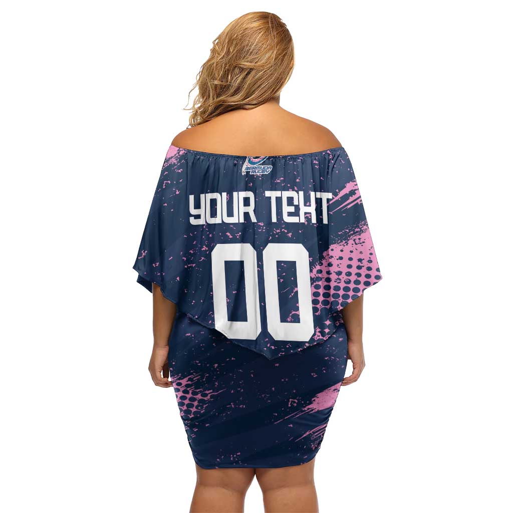 Custom Rugby Bermuda Off Shoulder Short Dress Our Team Go Champions - Wonder Print Shop