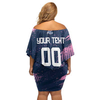 Custom Rugby Bermuda Off Shoulder Short Dress Our Team Go Champions - Wonder Print Shop