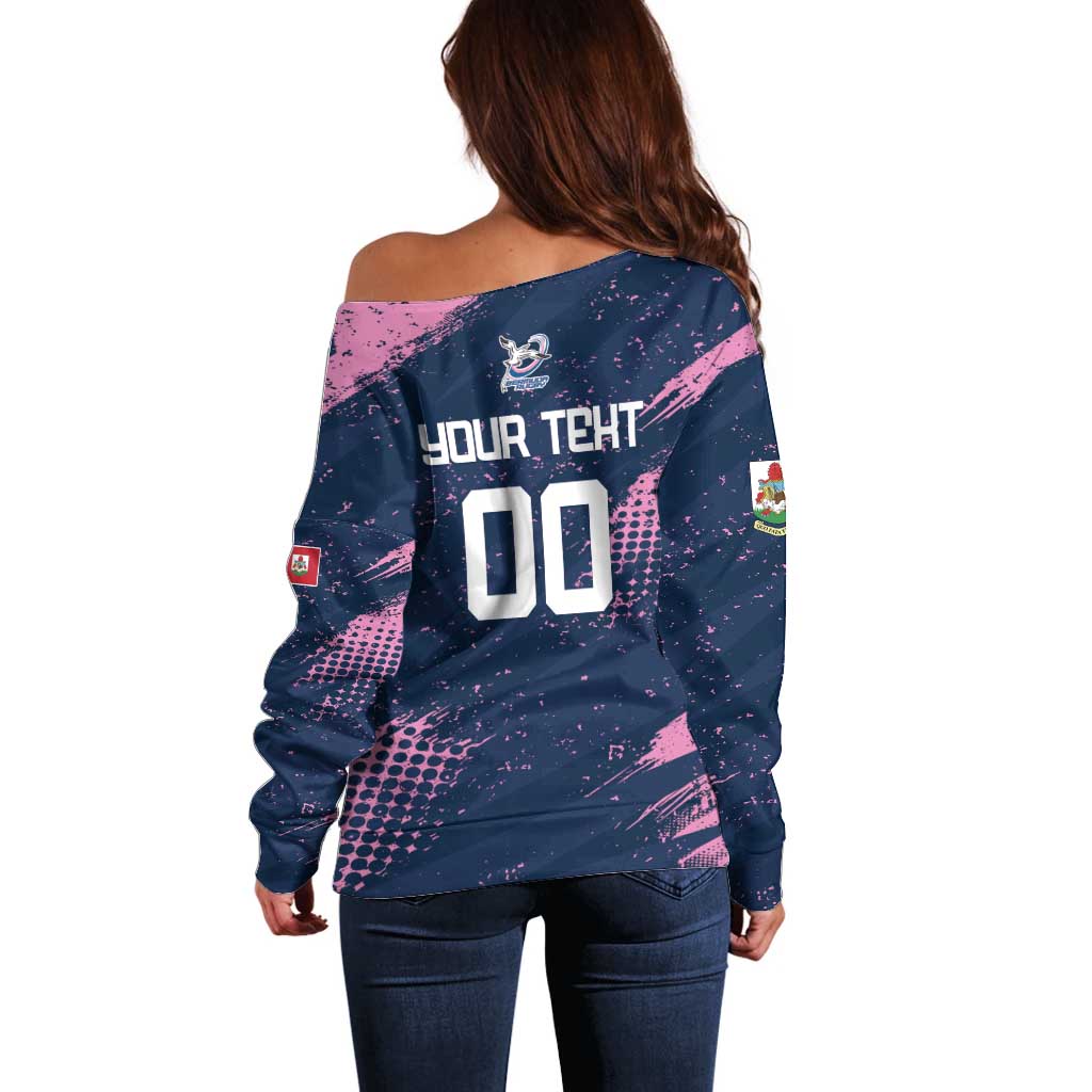 Custom Rugby Bermuda Off Shoulder Sweater Our Team Go Champions - Wonder Print Shop