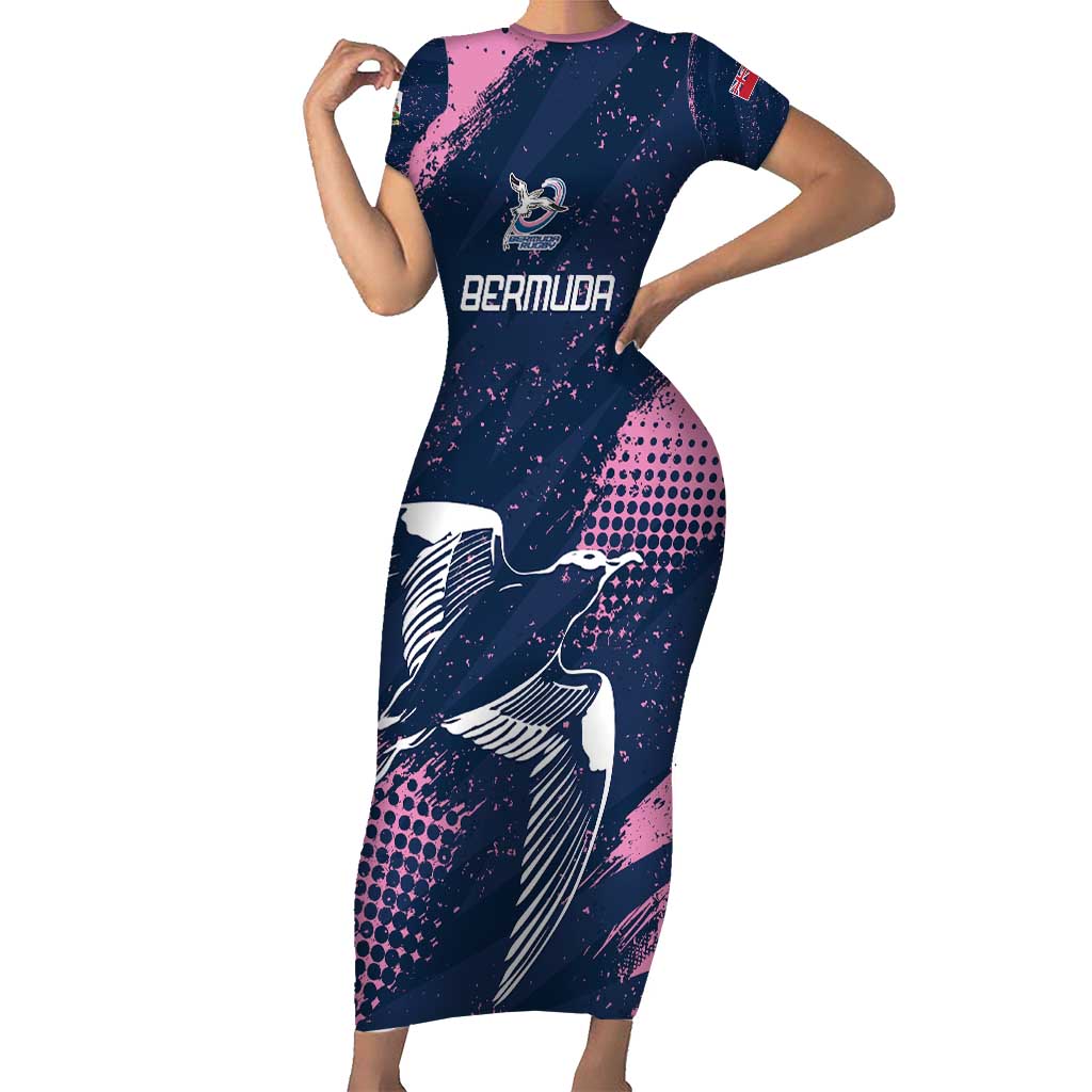 Custom Rugby Bermuda Short Sleeve Bodycon Dress Our Team Go Champions - Wonder Print Shop