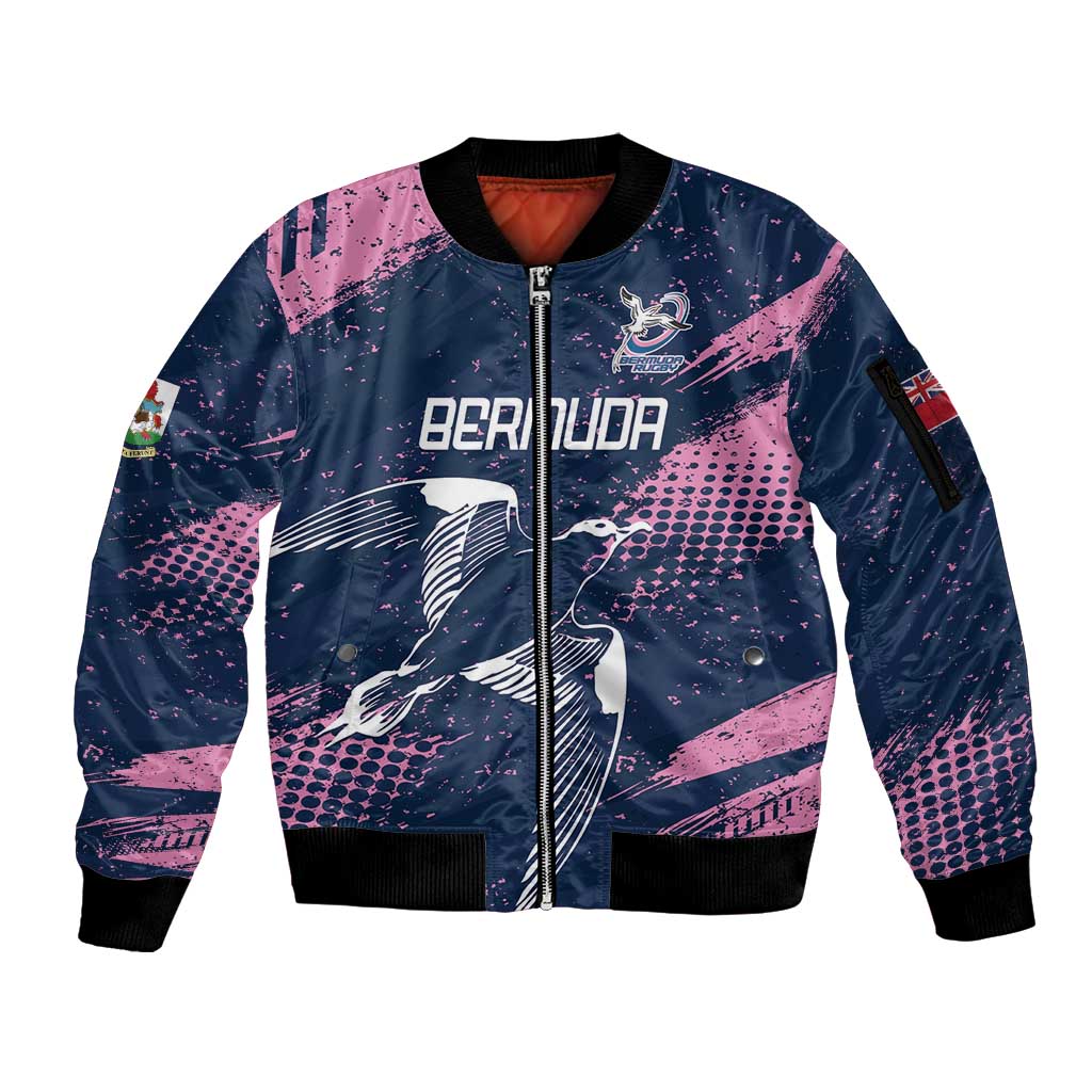 Custom Rugby Bermuda Sleeve Zip Bomber Jacket Our Team Go Champions - Wonder Print Shop