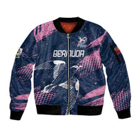 Custom Rugby Bermuda Sleeve Zip Bomber Jacket Our Team Go Champions - Wonder Print Shop