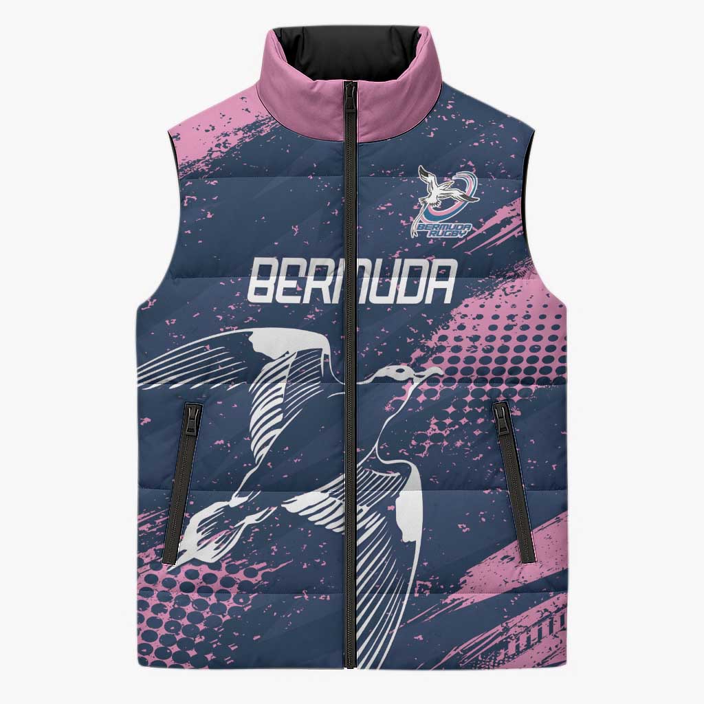 Custom Rugby Bermuda Sleeveless Puffer Jacket Our Team Go Champions - Wonder Print Shop