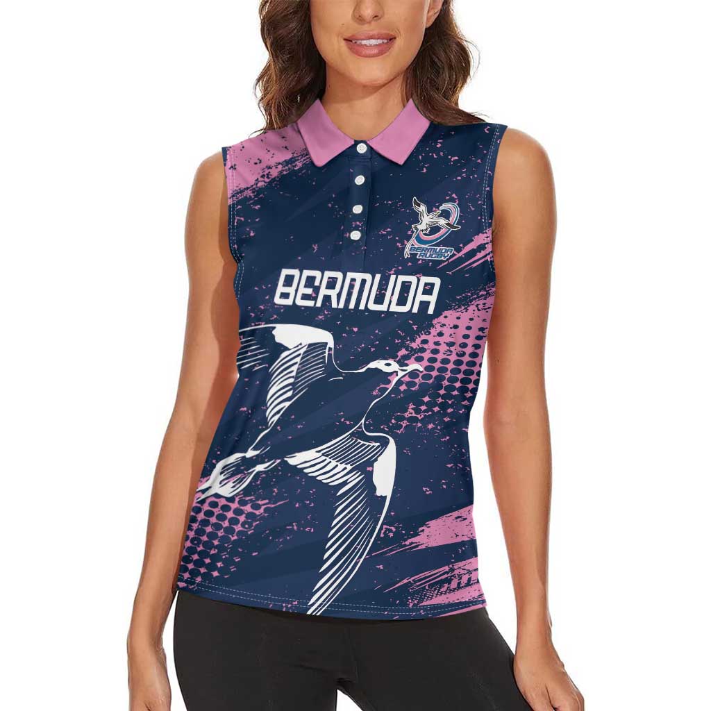 Custom Rugby Bermuda Women Sleeveless Polo Shirt Our Team Go Champions - Wonder Print Shop