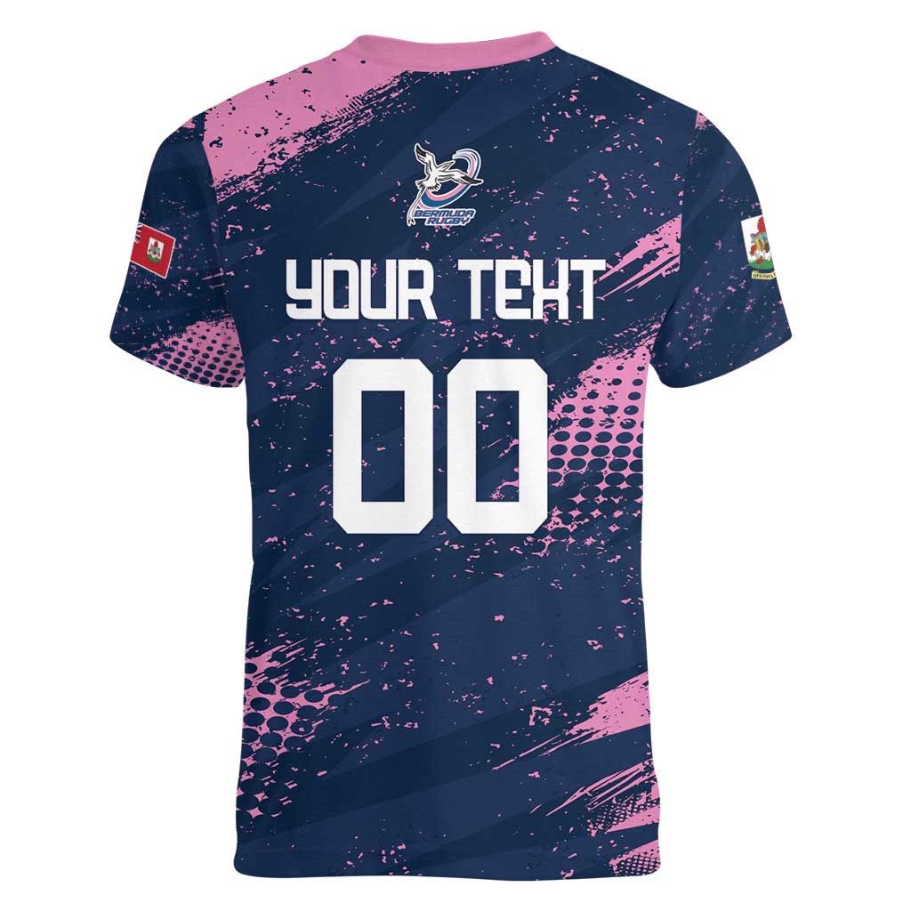 Custom Rugby Bermuda Women V-Neck T-Shirt Our Team Go Champions - Wonder Print Shop