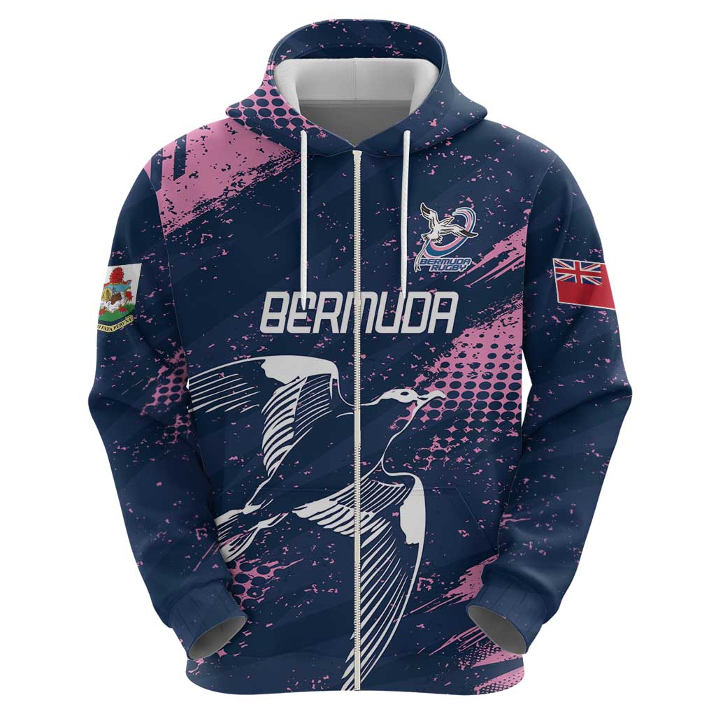 Custom Rugby Bermuda Zip Hoodie Our Team Go Champions - Wonder Print Shop
