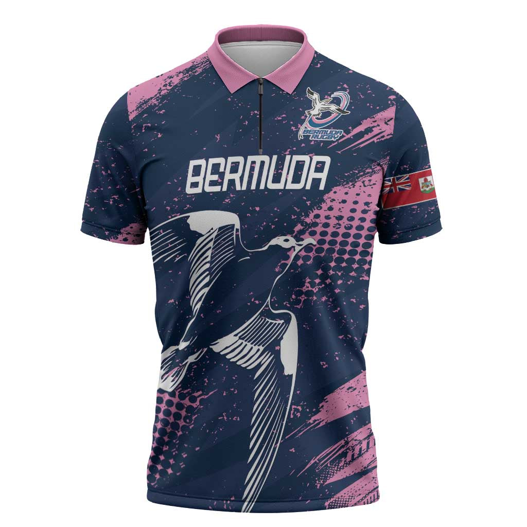 Custom Rugby Bermuda Zipper Polo Shirt Our Team Go Champions - Wonder Print Shop