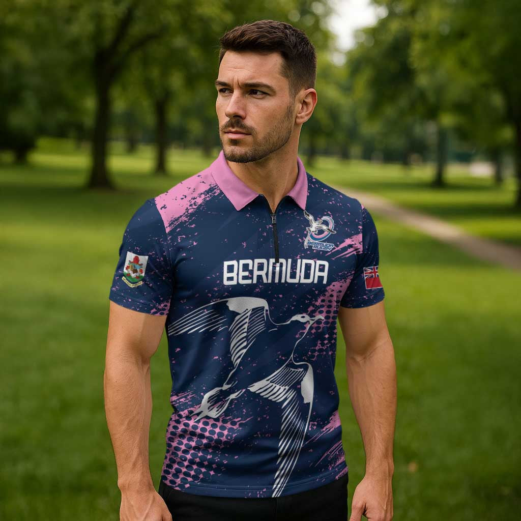 Custom Rugby Bermuda Zipper Polo Shirt Our Team Go Champions - Wonder Print Shop